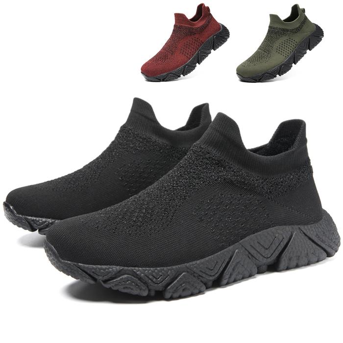 Gambar Sepatu pria Slip on pria sepatu Sneakers kasual Sepatu kaus kaki berna - 42, Hitam dari Haidakom undefined Tokopedia