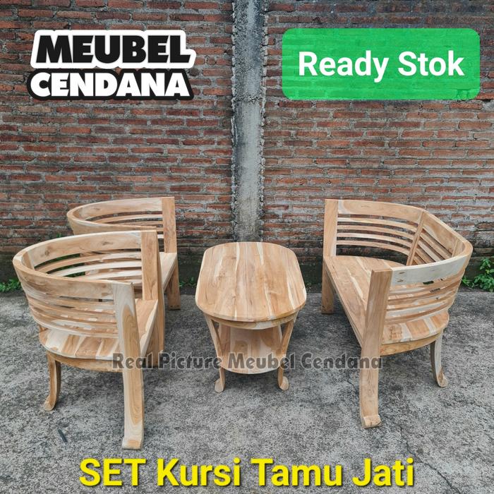 Gambar kursi tamu cantik, set kursi teras cantik asli kayu jati jepara - Non Finishing dari Meubel Cendana undefined 5 Tokopedia