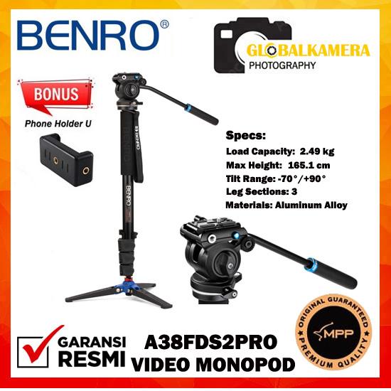 Jual Benro A38TDS2 Monopod With Video Head Benro S2 Jakarta Barat