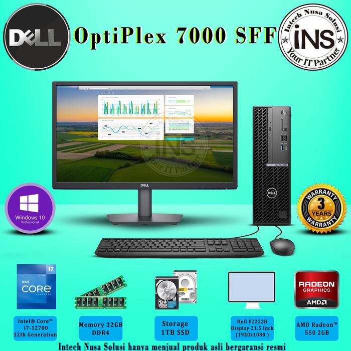 Gambar PC DELL OptiPlex 7000 SFF i7-12700 32GB 1TB/512GB/1TB R550 2GB W10PRO - 1TB SSD dari Intech Nusa Solusi undefined Tokopedia