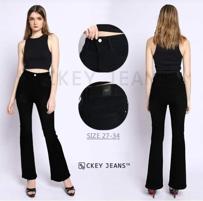 Gambar Celana Jeans Cutbray Highwaist / Cutbray Jeans Wanita - Hitam, 32 dari valents oficial olshop undefined Tokopedia