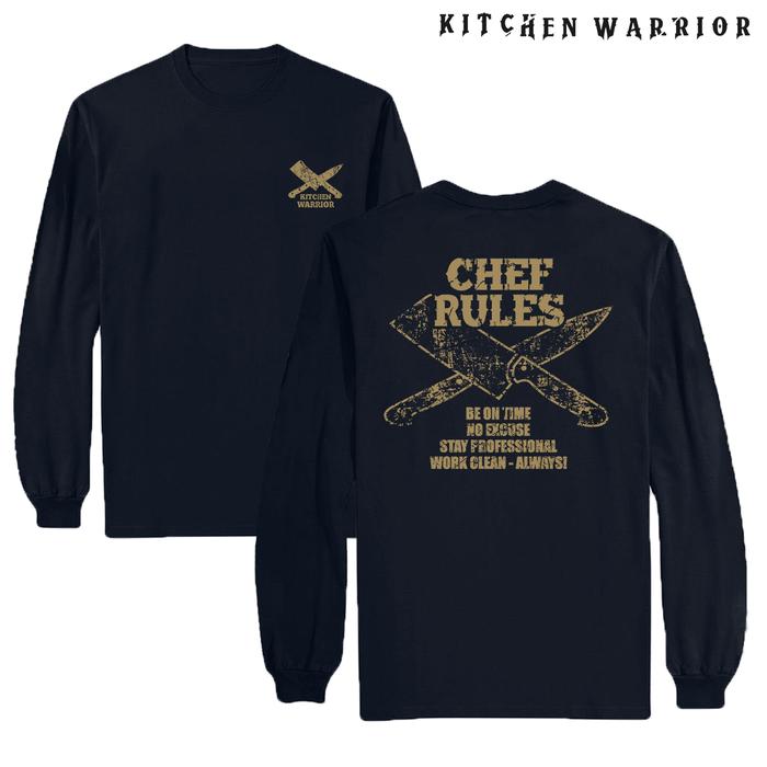 Gambar KITCHEN WARRIOR Long Sleeve | Kaos Chef | " CHEF RULES " - Navy, L dari KTCHNWARRIOR undefined Tokopedia
