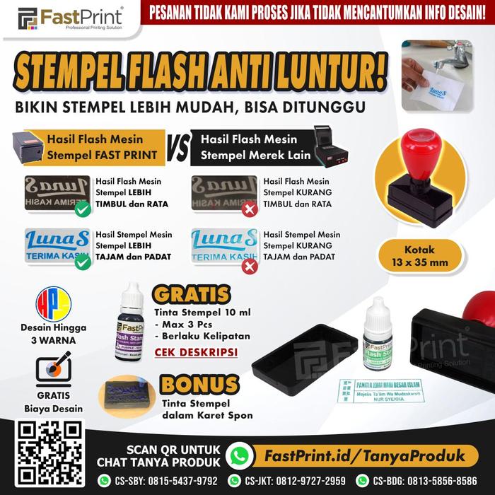 Gambar Pesan Stempel Flash GRATIS DESAIN Langsung Jadi Desain Persegi Panjang - 10x45 dari Fast Print Makassar undefined 3 Tokopedia
