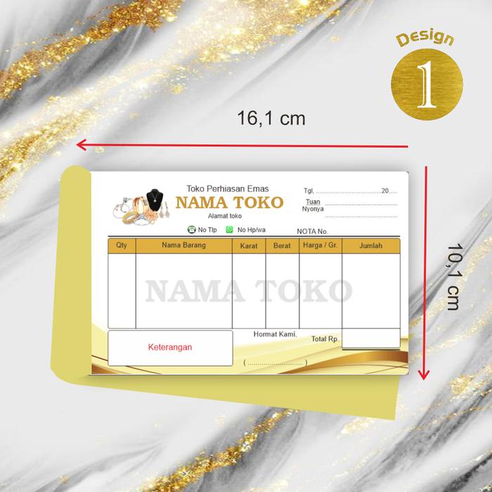 Gambar nota toko emas & perak full collor ukuran 1/4 folio gratis design v2 - 1, 1 ply dari wafiq print undefined Tokopedia