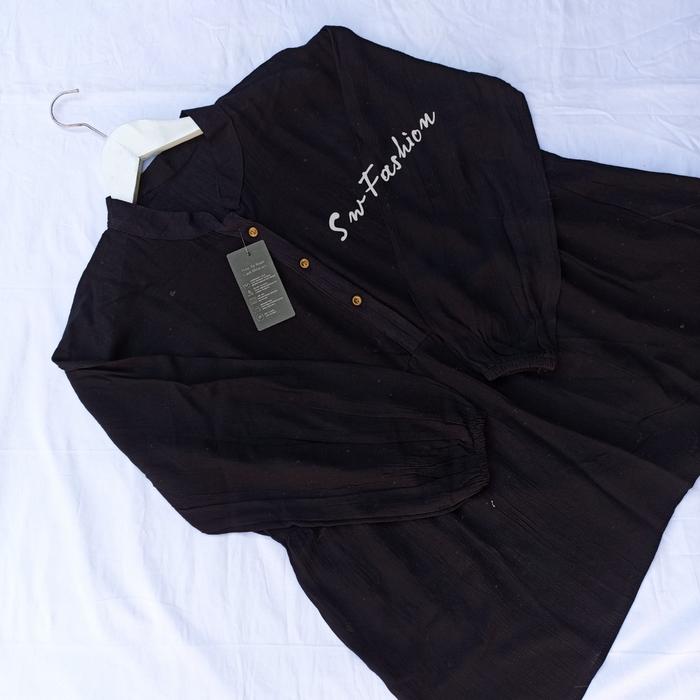 Gambar Kemeja Wanita Blouse Sw Fashion Bahan Crinkle Airflow Lengan Panjang - Hitam, Onesize dari DJV Collection undefined Tokopedia