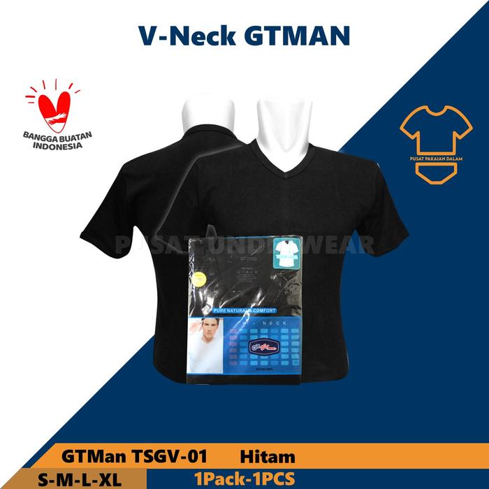 Gambar Kaos Dalam Pria Gtman TSGV  V'Neck Hitam Isi 1 Pcs - Hitam, S dari Pusat Pakaian Dalam undefined Tokopedia