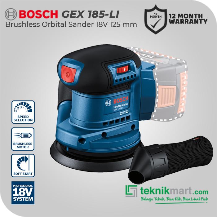 Gambar Bosch GEX 185-LI 18V Brushless Orbital Sander / Mesin Amplas Baterai - GEX 185-LI Only dari Teknikmart undefined Tokopedia