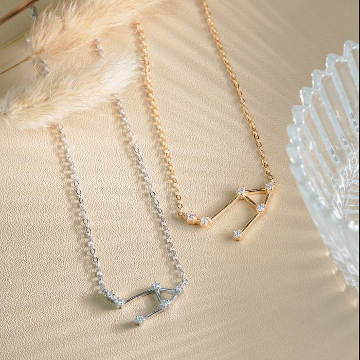 Dear Me Constellation Necklace 925 Sterling Silver with Gold Plated  Gold Libra