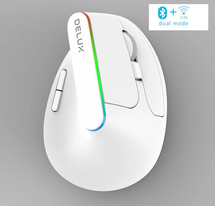 Gambar Delux M618DB Multi Device Bluetooth Wireless Vertical Mouse 3 Device - White, Slient dari theawesomeboy undefined Tokopedia