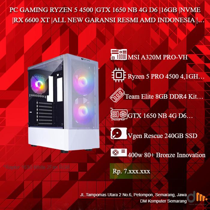 Jual PC GAMING RYZEN 4500 |GTX 1650 NB 4G D6 |16GB |NVME |RX