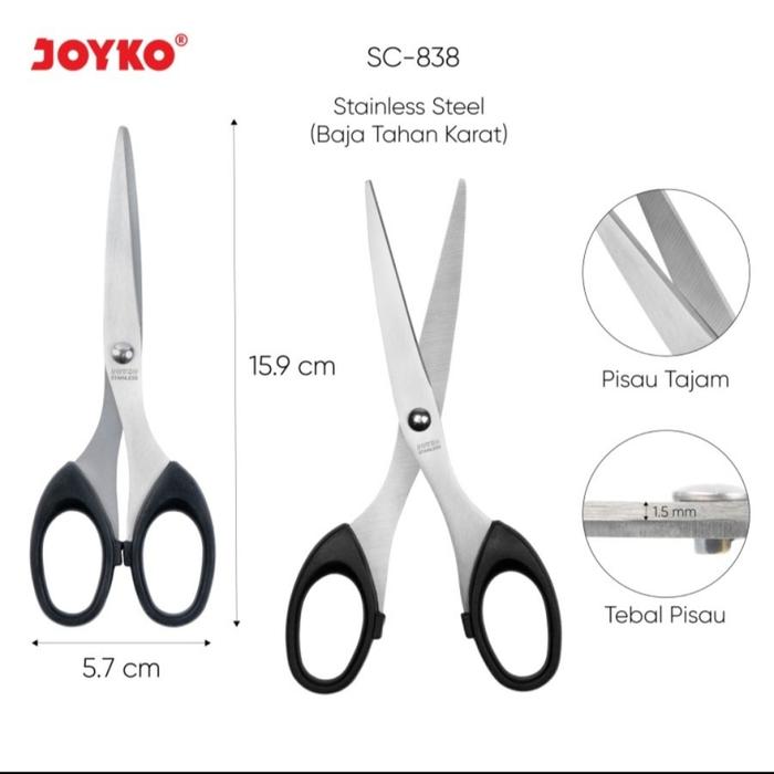Gambar GUNTING KERTAS JOYKO KECIL SC-828 SEDANG SC-838 BESAR SC-848 - SC-838 Sedang dari MUJITECH undefined Tokopedia