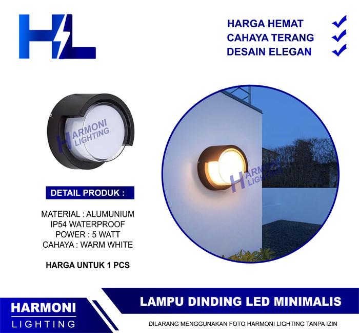 Gambar Lampu Dinding LED Tempel Minimalis Outdoor Indoor dari Harmoni Lighting undefined 3 Tokopedia