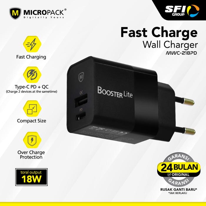 Gambar Micropack Wall Charger Booster Lite With Power Delivery & Quick Charge dari Micropack Indonesia undefined Tokopedia