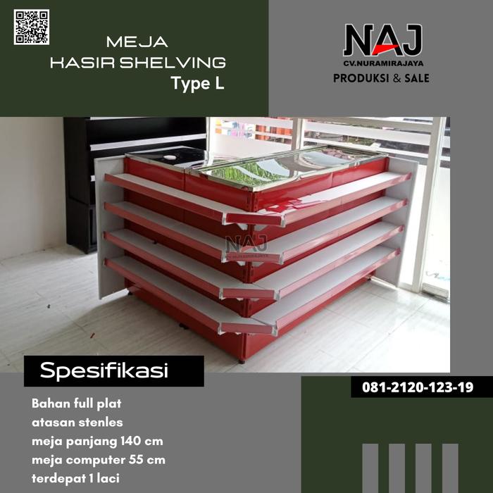 Gambar meja kasir shelving minimarket | meja kasir warung - Merah dari Cvnuramirajaya undefined Tokopedia