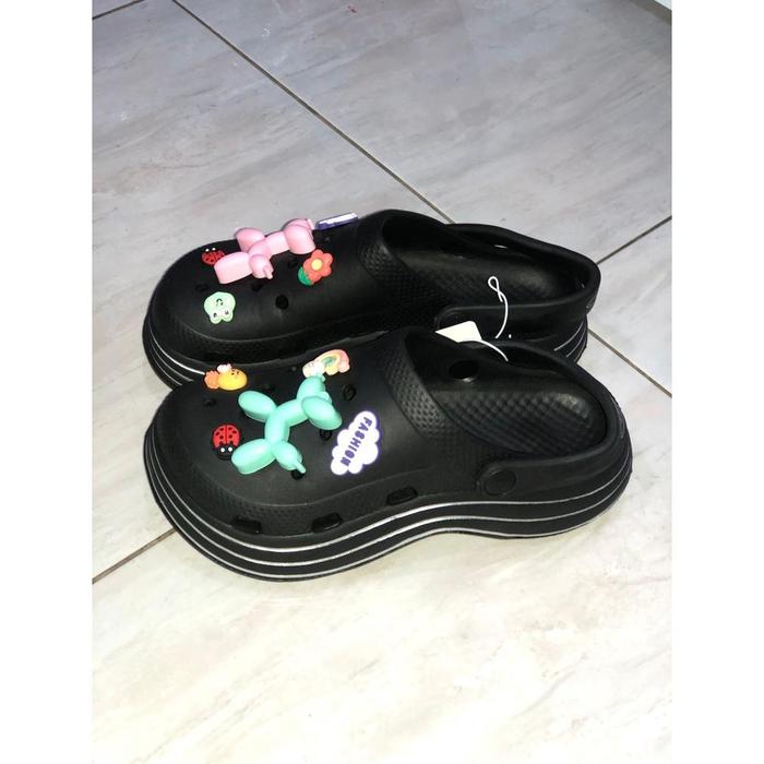 Gambar SANDAL BAIM WANITA IMPORT BAHAN KARET RUBBER ELASTIS ANTI SLIP/ EVA - Hitam/ kuda, 40-41 dari Ufayroh_Ufayroh undefined Tokopedia
