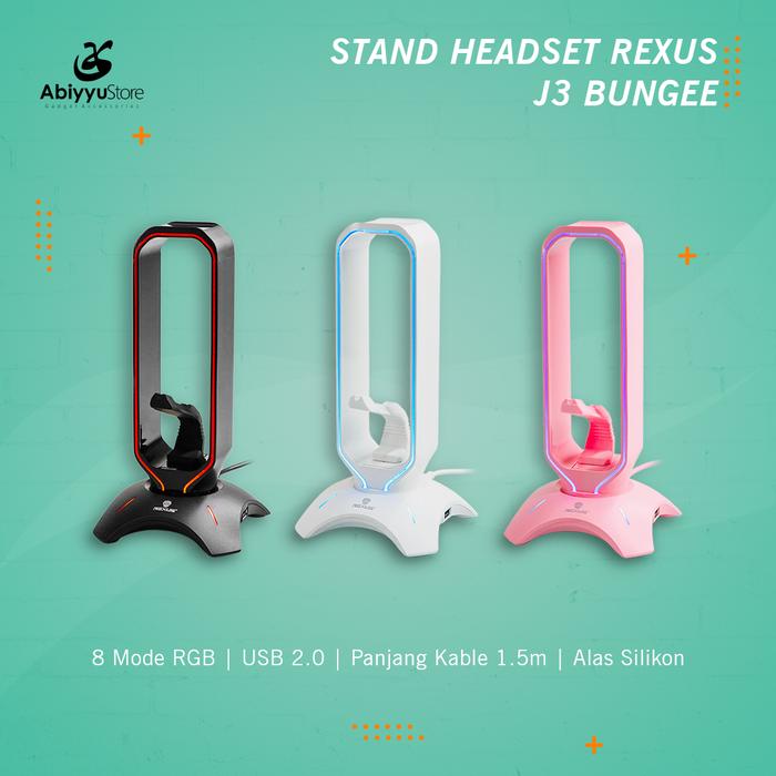 Jual Stand Headphone Rexus J3 Bungee RGB Docking Penyangga Dudukan