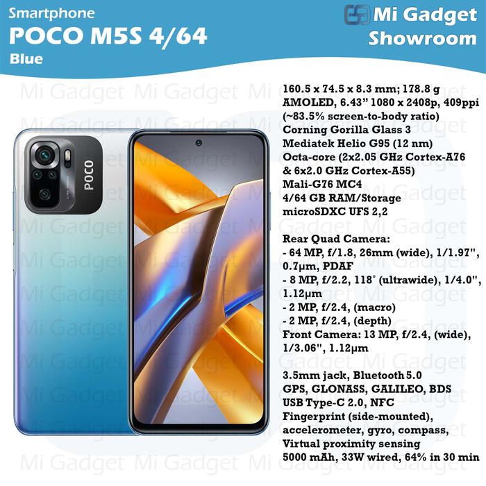 Gambar POCO M5 S M5S 4/64 Garansi Resmi - Blue dari MiGadget Showroom undefined Tokopedia