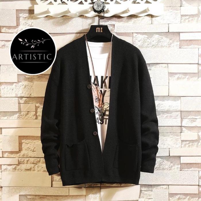 Gambar Sweater Cardigan Rajut original korean style - Hitam, M dari Artistic Fashion undefined Tokopedia