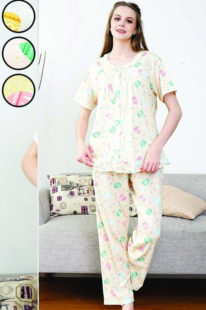 Gambar Baju Tidur Piyama Wanita Yumico Bahan Import Kaos PD - set Eggies dari Savierr undefined Tokopedia