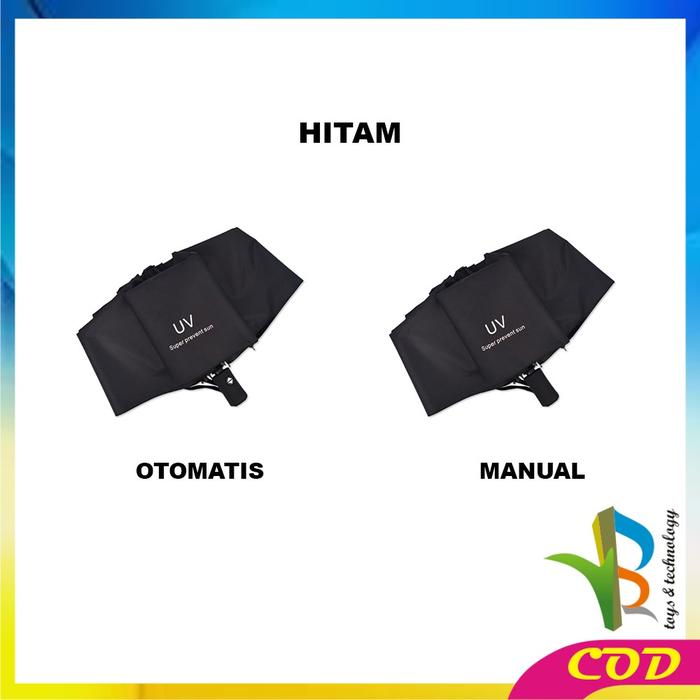 Gambar [COD] RB C432 Payung Lipat Otomatis Buka Tutup Lipat Anti UV PayungUV Payung - HITAM, MANUAL dari RB TOYS AND TECHNOLOGY undefined Tokopedia