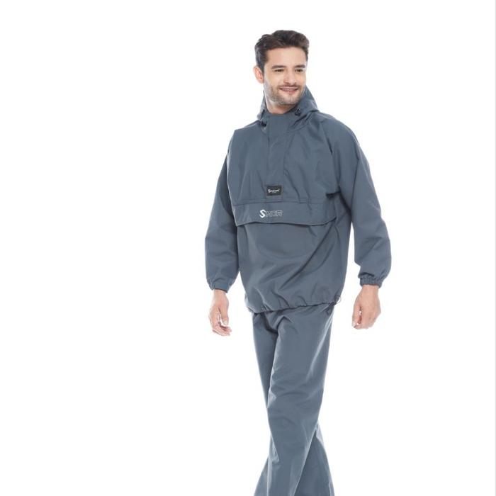 Gambar Jas hujan Saku Kangguru SNDR Hitam Jumbo XXL Bahan Taslan Tebal - Abu, XL dari SNDR Shop_NEW undefined Tokopedia