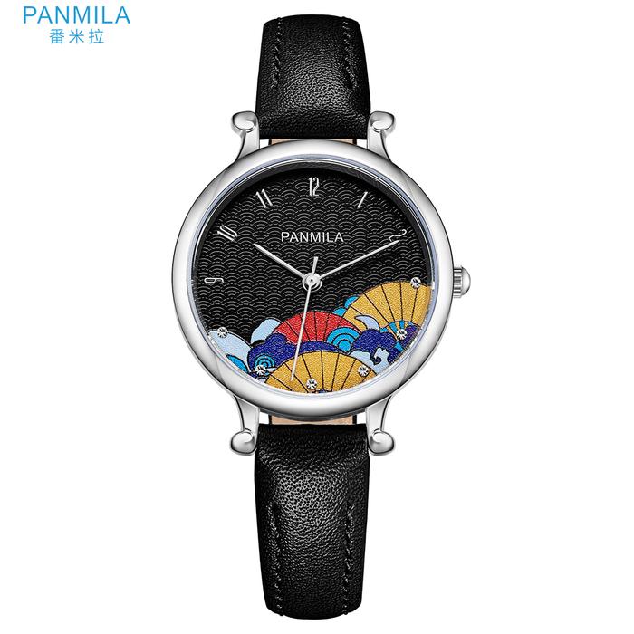 Panmila Jam Tangan Wanita Kasual Ori P0510m-dz1whh Tali Kulit Hitam