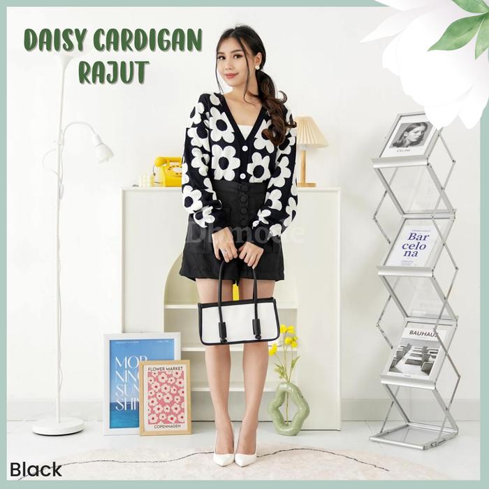Gambar Cardigan Kardigan Rajut Wanita Daisy Flower Bunga Korea Korean Style - Hitam dari Dbmode Collection undefined Tokopedia