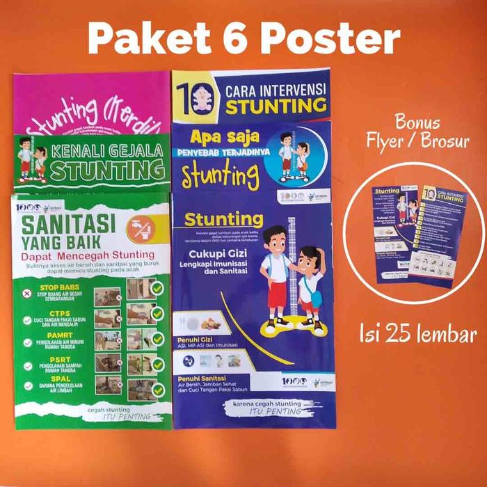 Gambar Paket Poster Stunting - Poster Kesehatan - Flyer/Brosur Stunting - 6 Poster+Brosur dari Sinergi Poster Tulungagung undefined Tokopedia