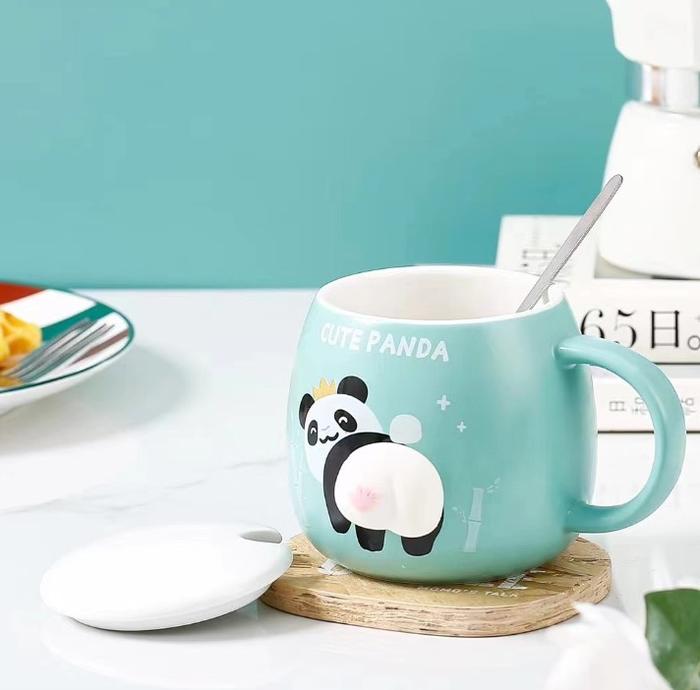 Gambar RUMAUMA Mug Porcelain SET Squish Cangkir Minum Anti Panas Murah 450ML - Green Panda dari Rumauma undefined Tokopedia