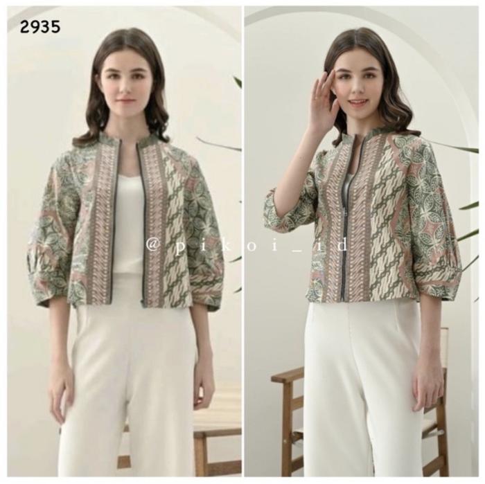 Gambar Atasan batik wanita modern / seragam batik wanita / baju batik hijau - SAGE GREEN-2935, STANDARD dari Pikoiid undefined Tokopedia
