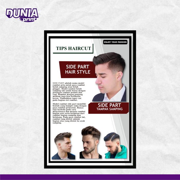 Gambar POSTER EDUKASI BARBERSHOP UKURAN A4 - SIDE PART dari Official Dunia Print undefined Tokopedia