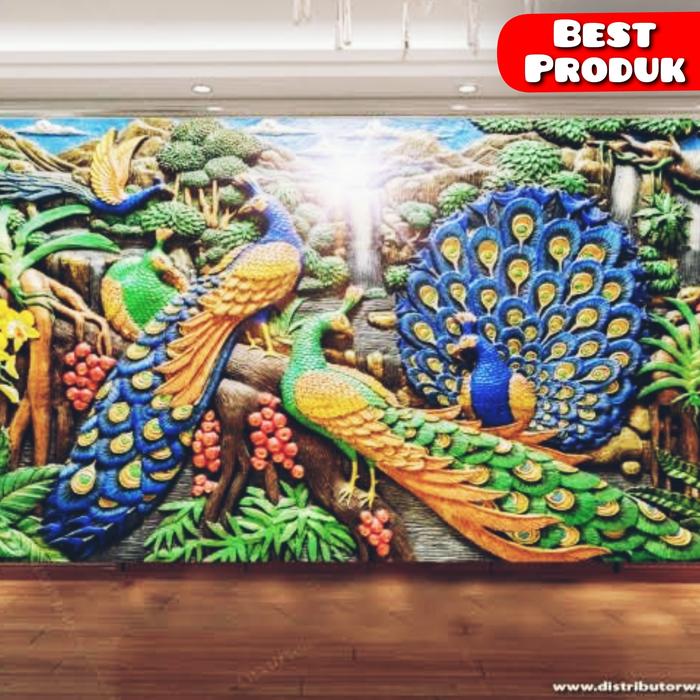 Gambar Wallpaper Dinding Custom Motif Merak - wallpaper dinding bertexture - MR.10 dari DecoROZZtion wallpaper undefined Tokopedia