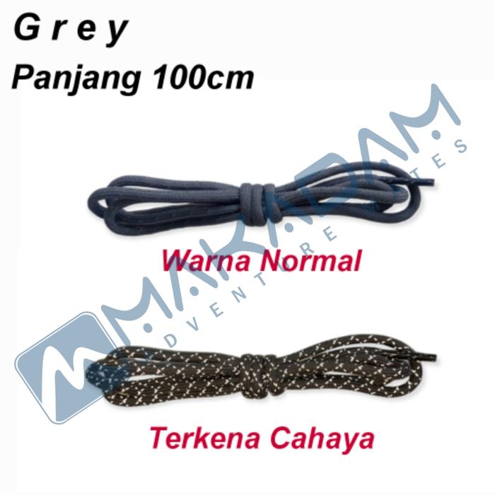 Gambar tali sepatu reflective bulat tali sepatu menyala terkena sinar - Grey dari Makadam Adventure undefined Tokopedia