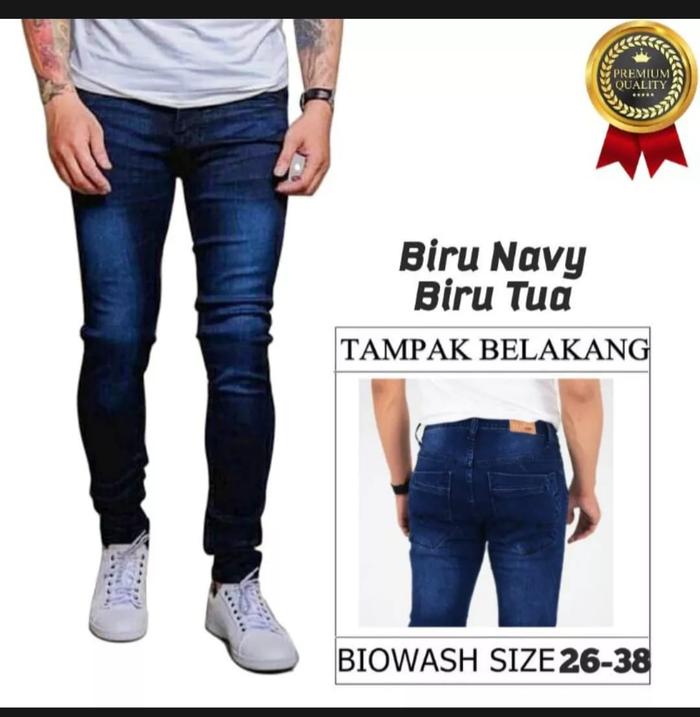 Gambar Celana panjang slim fit jeans pria/jeans soft gray hitam skinny - Hita - Biru, 27/28 dari Alan_collections undefined Tokopedia