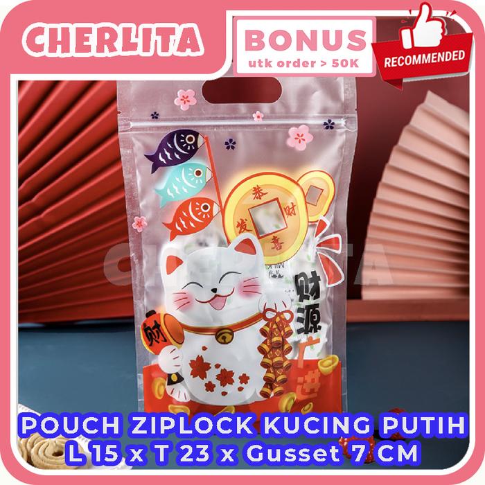 Gambar Kantong Permen IMLEK Ziplock Standing Pouch 15,5x22x3,5 Candy Snack - Kucing Putih dari Cherlita undefined Tokopedia