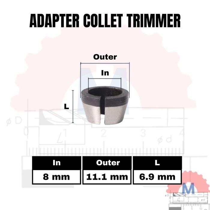 Gambar Collet Trimmer 6mm 6.35mm 8mm Collet chuck router - 8 mm dari Machining Solution undefined Tokopedia