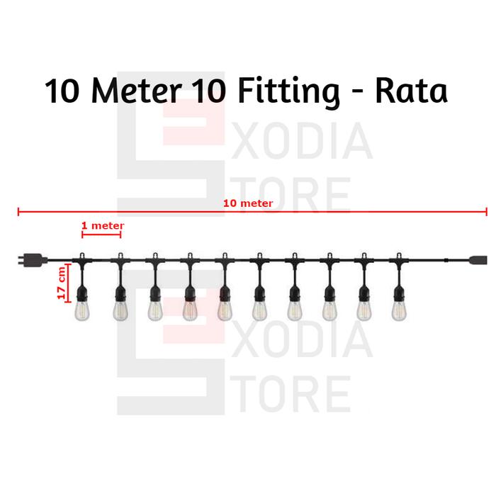 Gambar Lampu Gantung Kabel Filamen E27 SNI Filament String Lights Waterproof - 10 m Rata, Tanpa Bohlam dari EXODIA STORE undefined Tokopedia