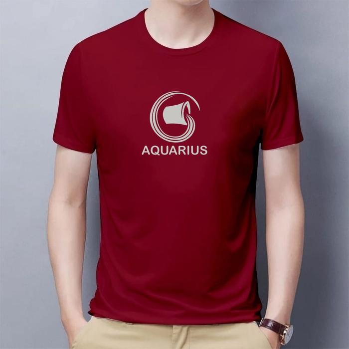 Gambar KAOS OBLONG PRIA MOTIF ZODIAK AQUARIUS - Maroon, M dari ANDELLO undefined Tokopedia