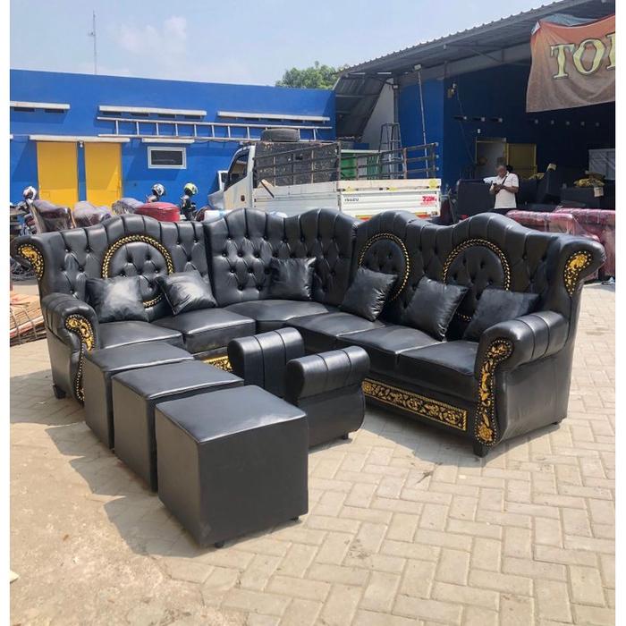 Gambar Sofa L Sudut Jaguar Resin Jumbo + Meja (Promo Harga) - Hitam dari Alfine Furniture undefined Tokopedia