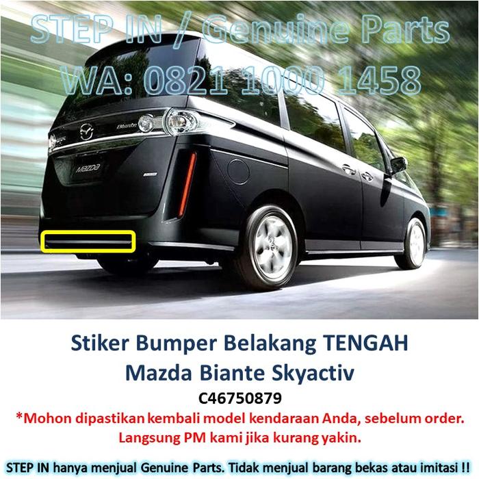 Gambar Stiker Bemper Mazda Biante Skyactiv Sticker Bumper Depan Belakang ORI - BELAKANG TENGAH dari Step In Genuine Parts Supplier undefined Tokopedia