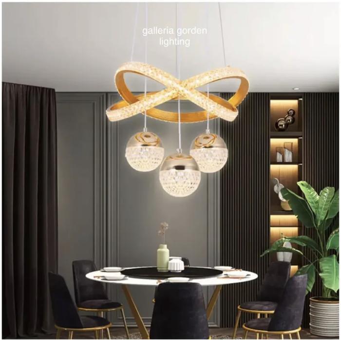 Gambar Lampu gantung minimalis led 3warna - 7095A-GOLD dari galleria gorden lighting undefined Tokopedia
