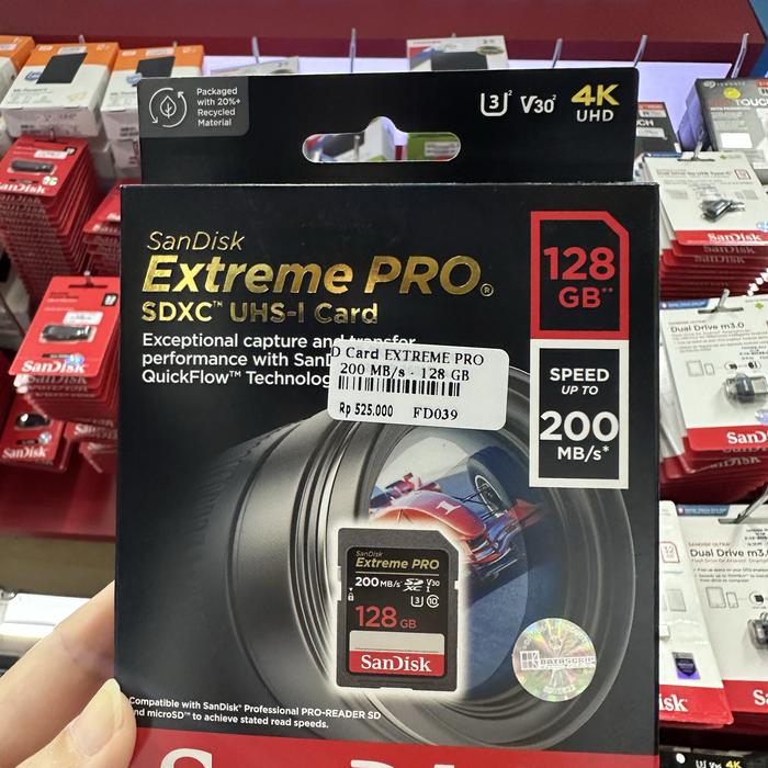 Gambar Sandisk SD Card Extreme Pro 128GB SDXC up to 170MB/s 128 GB - Speed 200MB/s dari Click & Go Tokopedia undefined Tokopedia