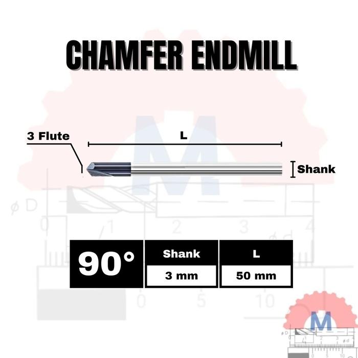 Gambar Chamfer endmill 3F 90 derajat lurus V bit Endmill CNC router bits - D3 dari Machining Solution undefined Tokopedia