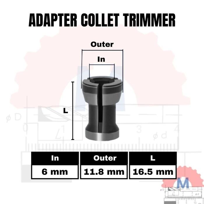6mm Router Collet Promo Collet Trimmer 6mm 6.35mm 8mm Collet chuck router - Long 6mm ...