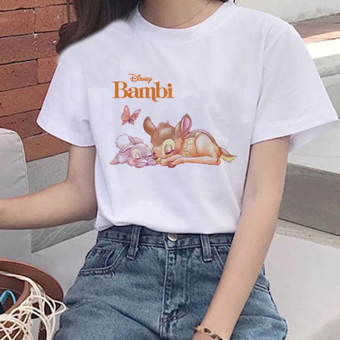 Gambar Kaos Baju Kartun Disney Bambi Oversize Lengan Pendek Wanita Pink Hitam - Putih, S dari Onestop Fashion_NEW undefined Tokopedia