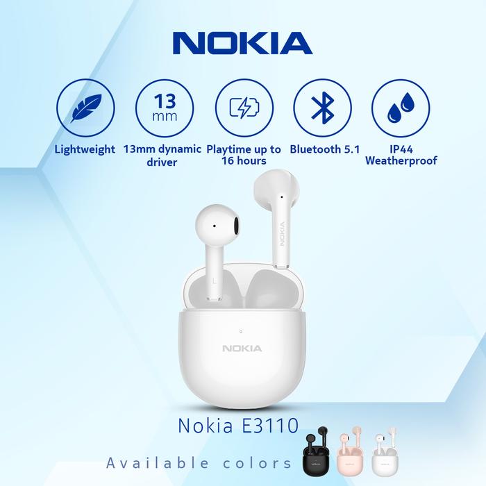 Gambar Nokia E3110 True Wireless Earbuds Bluetooth Earphone TWS HD - Putih dari Nokia Audio Official Store undefined Tokopedia