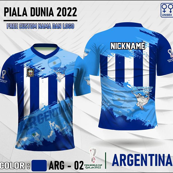 Gambar baju piala dunia qatar 2022 Argentina Jersey sepak bola Argentina - biru tua, 4XL dari BK KAOS JAYA undefined Tokopedia