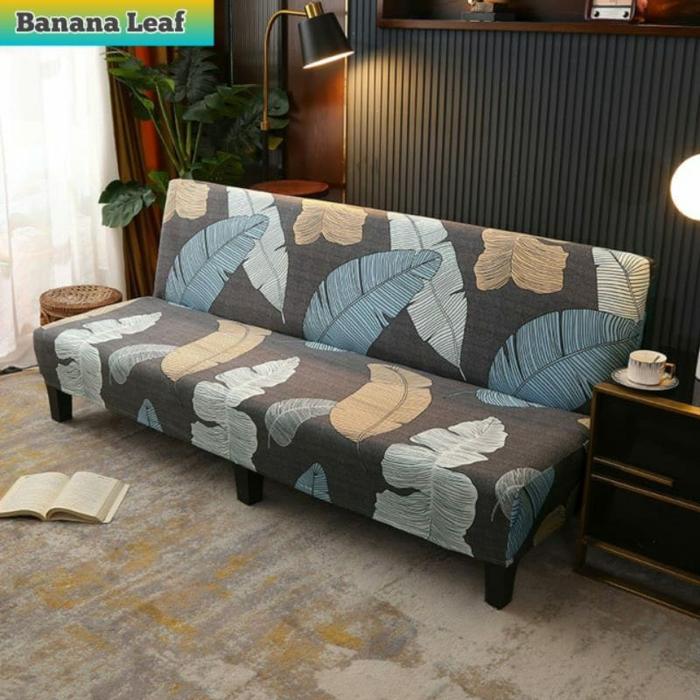 Gambar COVER SOFA BED INFORMA ELASTIS SARUNG SOFA IMPORT MOTIF STRETCH - Banana Leaf, Medium dari Zura Home undefined Tokopedia