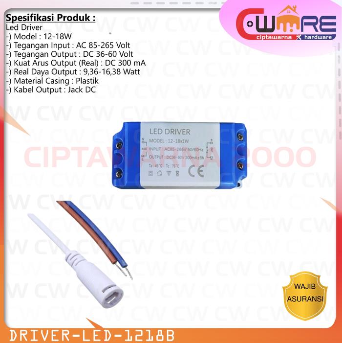 Gambar Led Driver downlight lamp 12-18 watt Driver lampu panel led DC plug - Biru dari Ciptawarna2000 Home Living undefined Tokopedia