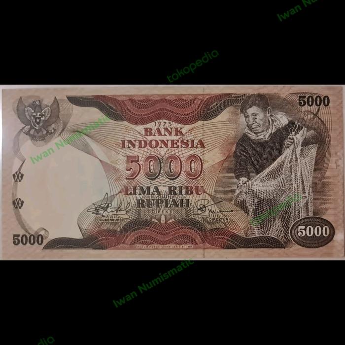 Gambar Koleksi Uang Kertas Kuno 5000 Rupiah Penjala Tahun 1975 Layak UNC dari Iwan Numismatic undefined Tokopedia